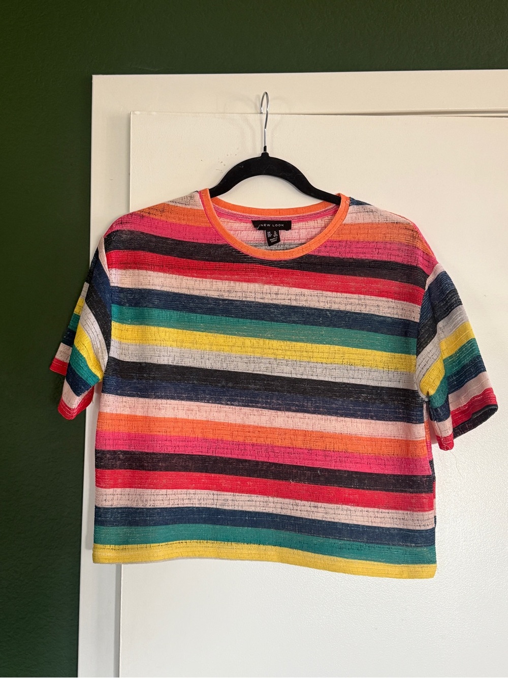 New Look Rainbow Striped Cropped Tee